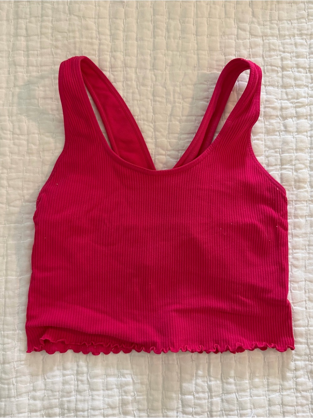 Spiritual Gangster Ribbed Crop Tank - Bright Pink